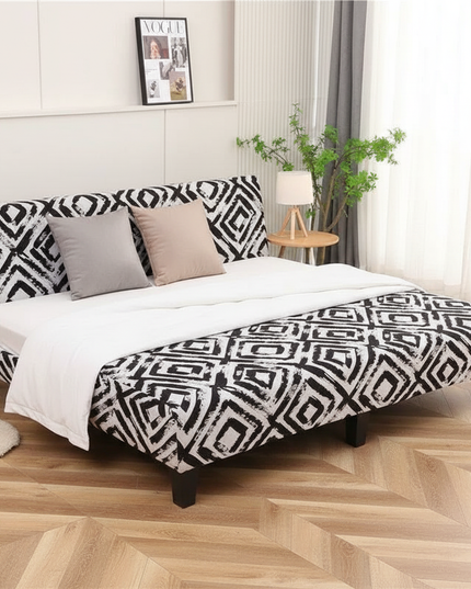 Housse de clic clac motif losanges noir – Protection canapé convertible – Photo Variation 3