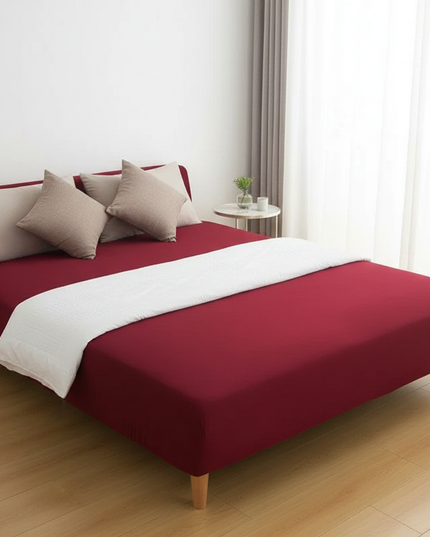 Housse de clic clac bordeaux sans accoudoirs – Protection canapé convertible – Photo Variation 3