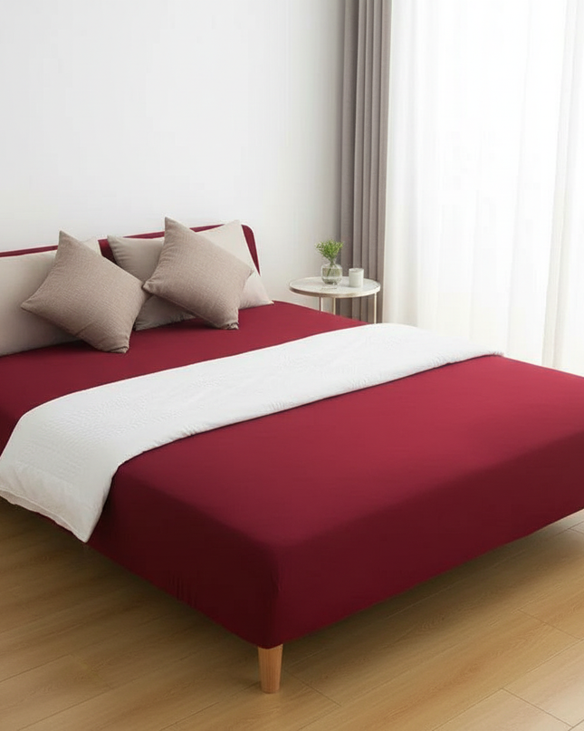 Housse de clic clac bordeaux sans accoudoirs – Protection canapé convertible – Photo Variation 3