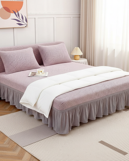 Housse de clic clac rose poudré jupe – Protection canapé convertible – Photo Variation 3