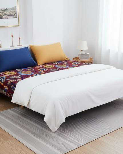 Housse de clic clac extensible bordeaux fleurie – Protection canapé convertible – Photo Variation 3