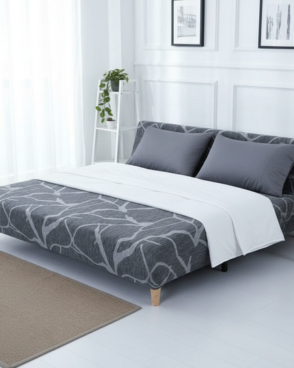 Housse de clic clac gris lignes modernes – Protection canapé convertible – Photo Variation 3