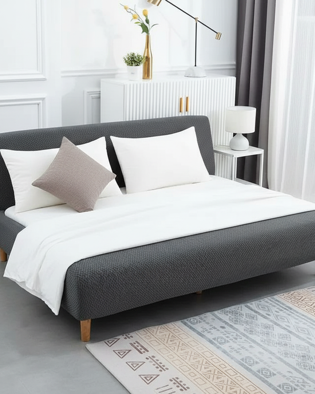 Housse de clic clac anthracite jacquard extensible – Protection canapé convertible – Photo Variation 3