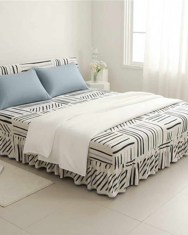 Housse de clic clac motifs abstraits noirs jupe – Protection canapé convertible – Photo Variation 3