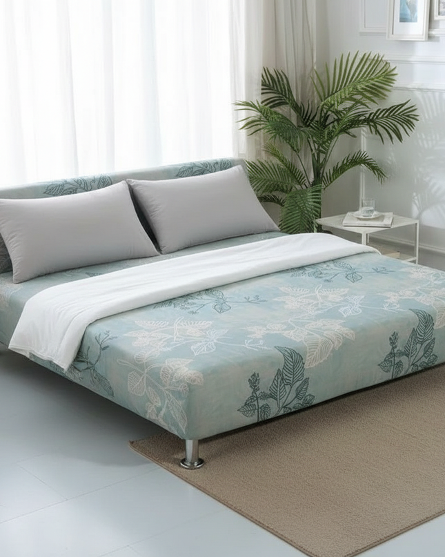 Housse de clic clac aqua feuillage – Protection canapé convertible – Photo Variation 3