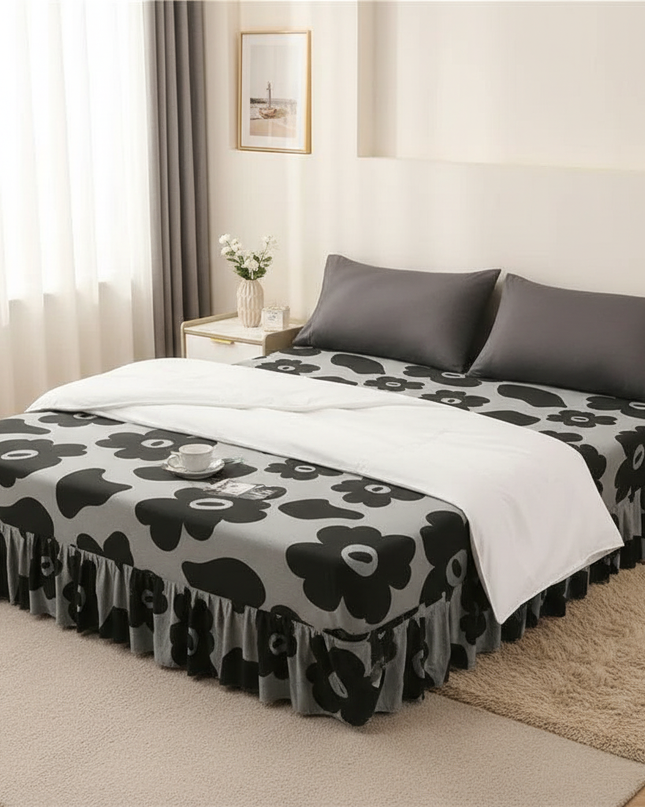 Housse de clic clac imprimé floral gris – Protection canapé convertible – Photo Variation 3