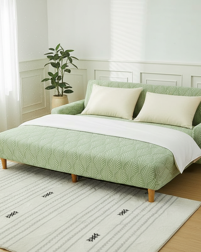 housse clic clac vert d'eau – Protection canapé convertible – Photo Variation 3