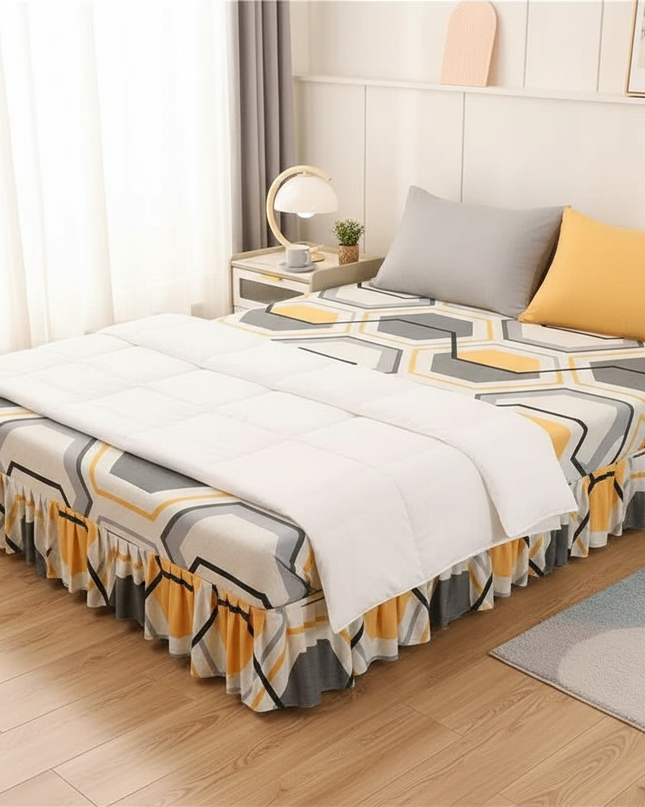 Housse de clic clac géométrique jaune gris – Protection canapé convertible – Photo Variation 3