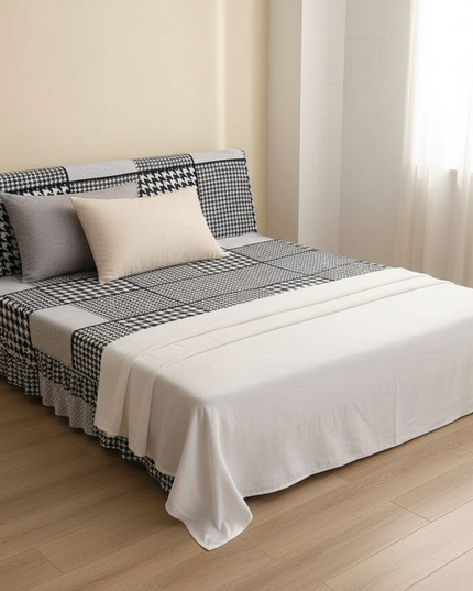 Housse de clic clac pied-de-poule jupe extensible. – Protection canapé convertible – Photo Variation 3