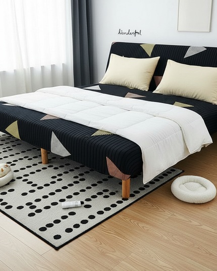 Housse de clic clac géométrique noire triangles – Protection canapé convertible – Photo Variation 3