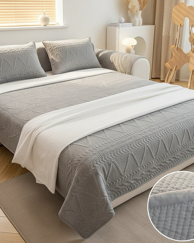 Housse de clic clac gris matelassée – Protection canapé convertible – Photo Variation 3