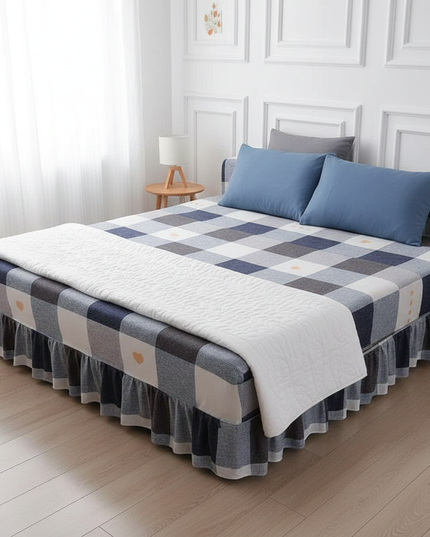 Housse de clic clac carreaux bleu gris – Protection canapé convertible – Photo Variation 3