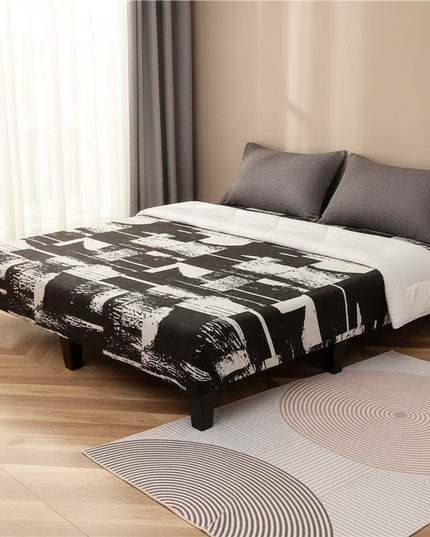 Housse de clic clac imprimée noire blanche – Protection canapé convertible – Photo Variation 3