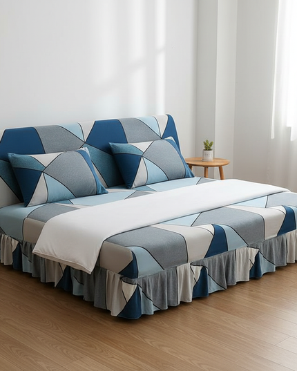 housse clic clac bleu gris – Protection canapé convertible – Photo Variation 3