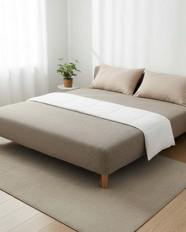 Housse de clic clac jacquard taupe élastique – Protection canapé convertible – Photo Variation 3