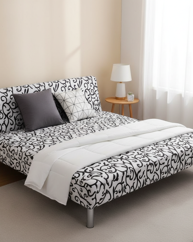 Housse de clic clac élastique motifs arabesques – Protection canapé convertible – Photo Variation 3