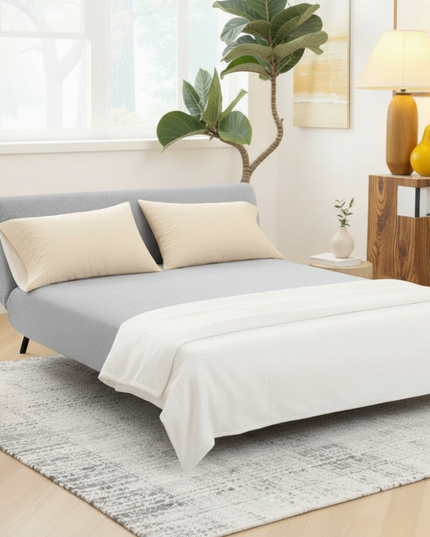 Housse de clic clac gris chiné élastique – Protection canapé convertible – Photo Variation 3