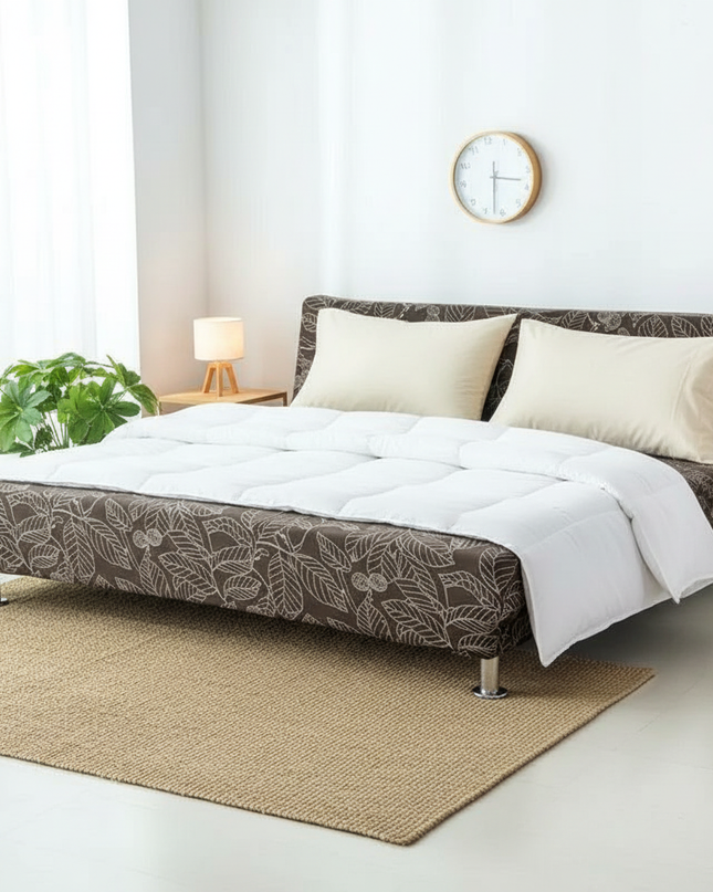 Housse de clic clac élastique marron feuilles – Protection canapé convertible – Photo Variation 3