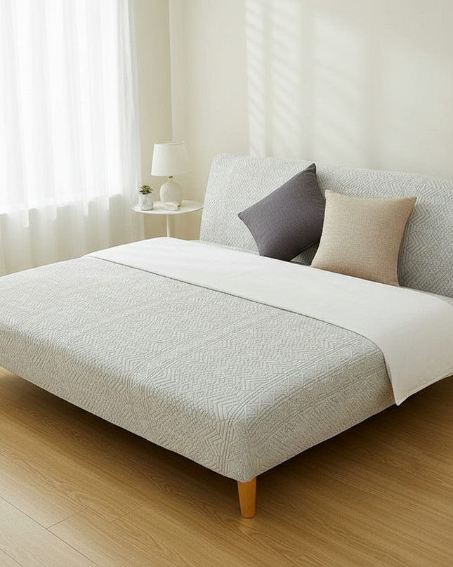 Housse de clic clac jacquard gris clair – Protection canapé convertible – Photo Variation 3