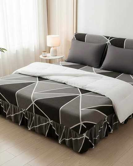 Housse de clic clac géométrique gris jupe – Protection canapé convertible – Photo Variation 3