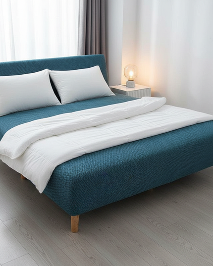 Housse de clic clac bleu canard jacquard – Protection canapé convertible – Photo Variation 3