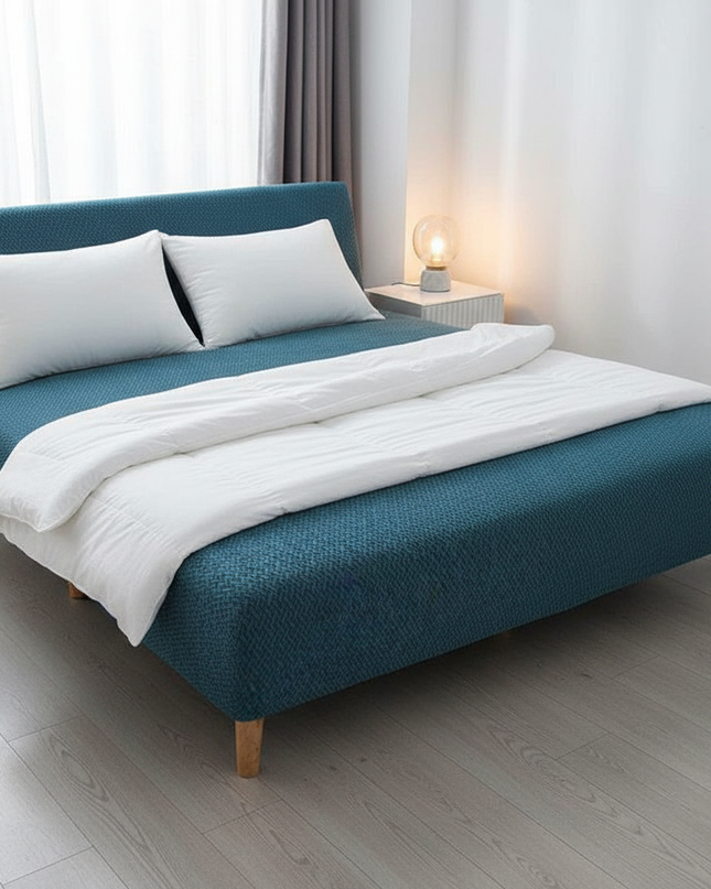 Housse de clic clac bleu canard jacquard – Protection canapé convertible – Photo Variation 3