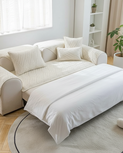 Housse de clic clac matelassée écru antidérapante – Protection canapé convertible – Photo Variation 3