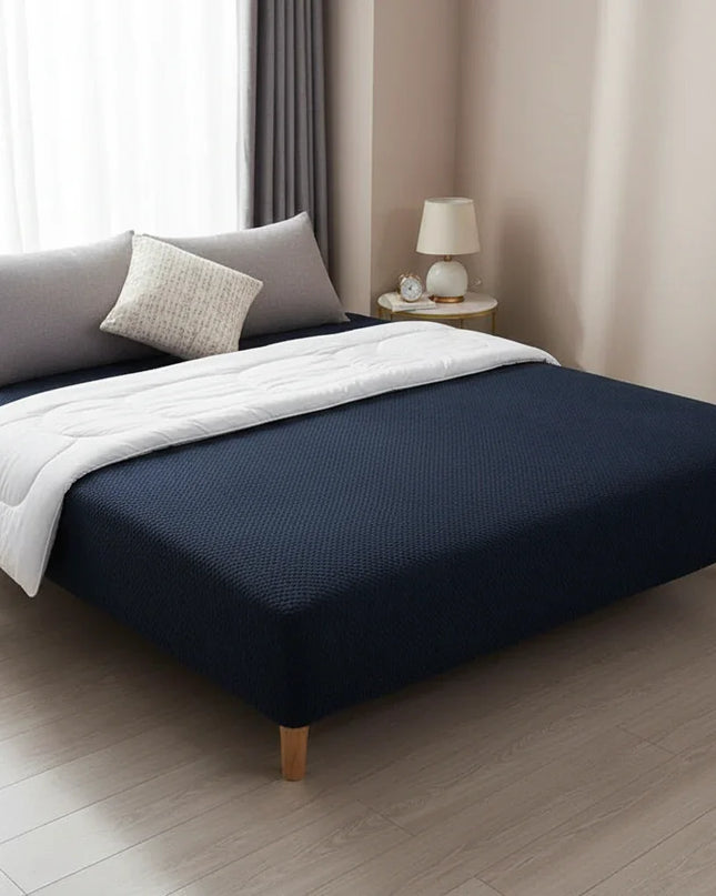 housse clic clac bleu pétrole – Protection canapé convertible – Photo Variation 3