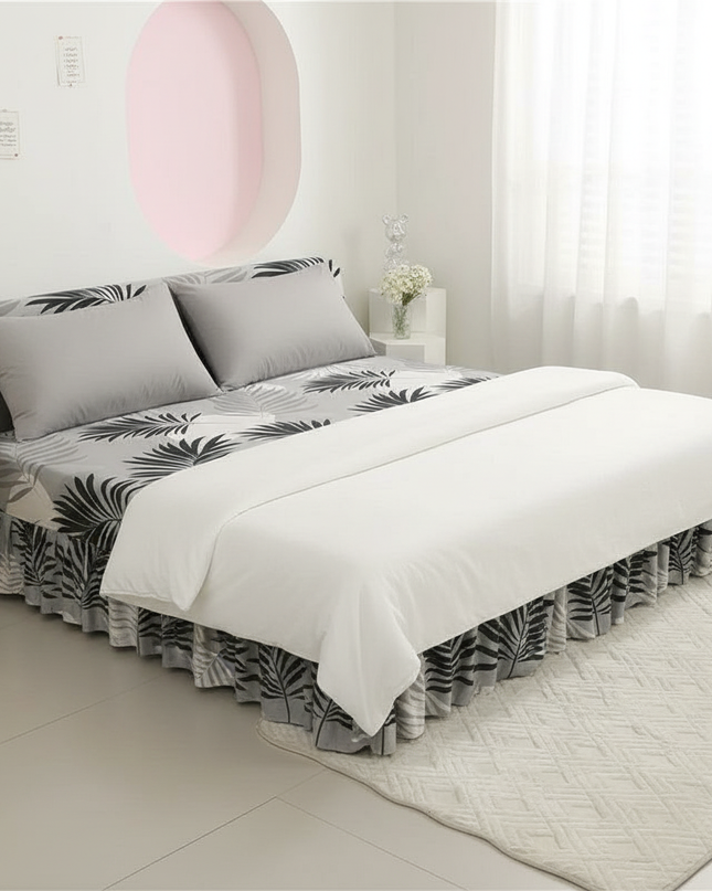 Housse de clic clac jupe feuilles grises – Protection canapé convertible – Photo Variation 3