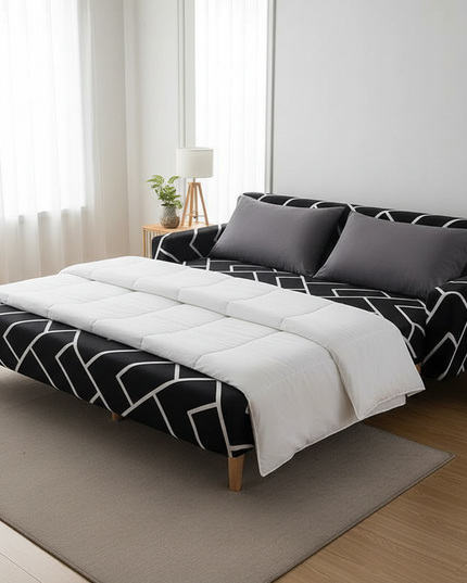 Housse de clic clac motif géométrique noir – Protection canapé convertible – Photo Variation 3