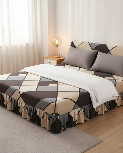 Housse de clic clac losanges beige marron – Protection canapé convertible – Photo Variation 3