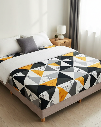 Housse de clic clac Géométrique Jaune Marbre – Protection canapé convertible – Photo Variation 3