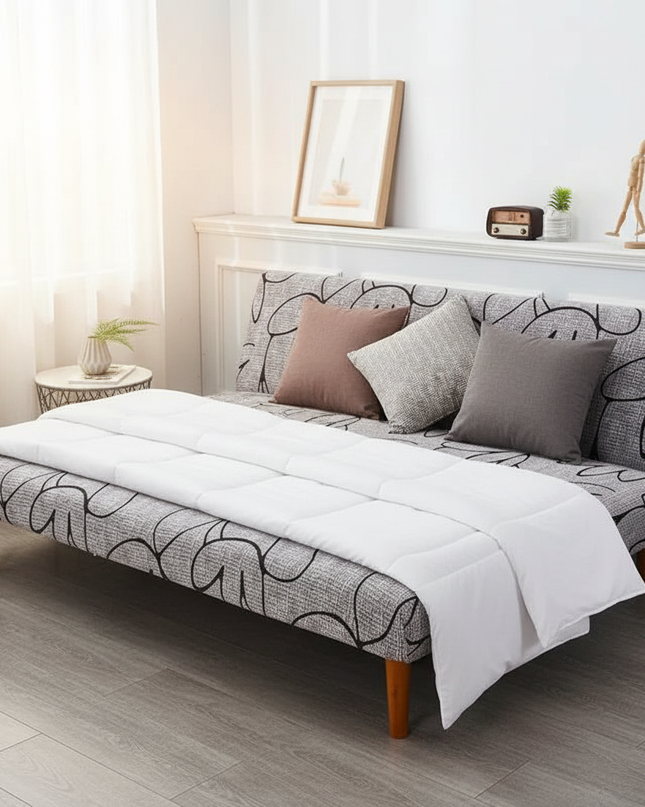 Housse de clic clac gris motifs floraux – Protection canapé convertible – Photo Variation 3