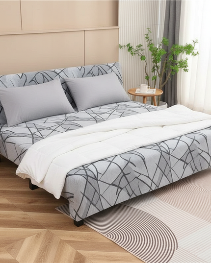 Housse de clic clac spandex imprimée grise – Protection canapé convertible – Photo Variation 3