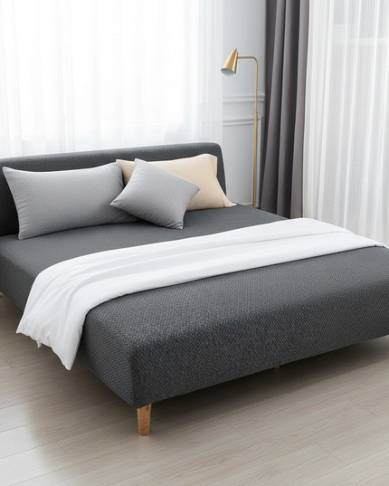 Housse de clic clac jacquard anthracite – Protection canapé convertible – Photo Variation 3