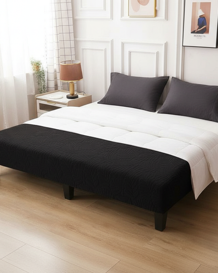 Housse de clic clac noire motif feuilles – Protection canapé convertible – Photo Variation 3