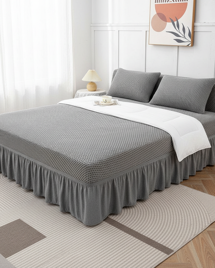 Housse de clic clac grise extensible à volants – Protection canapé convertible – Photo Variation 3