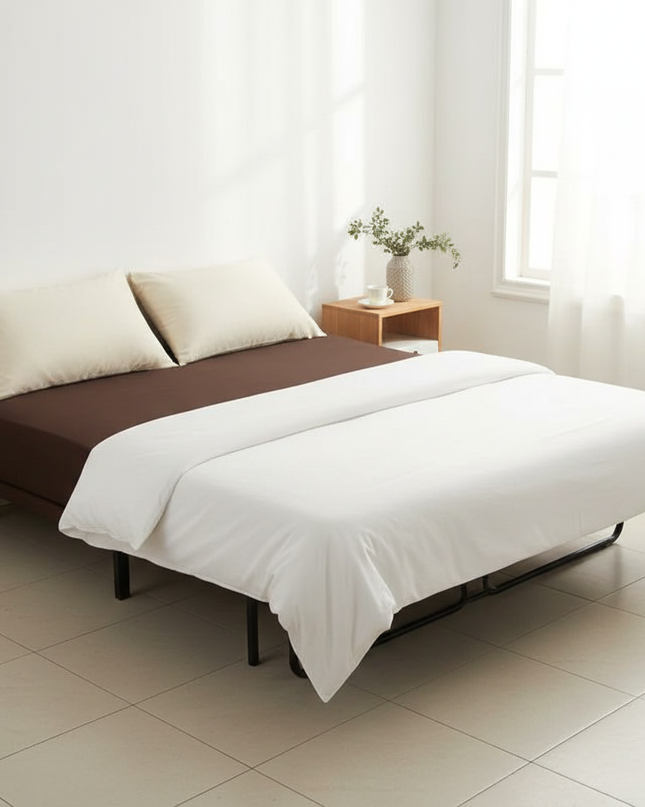 Housse de clic clac sans accoudoirs chocolat – Protection canapé convertible – Photo Variation 3