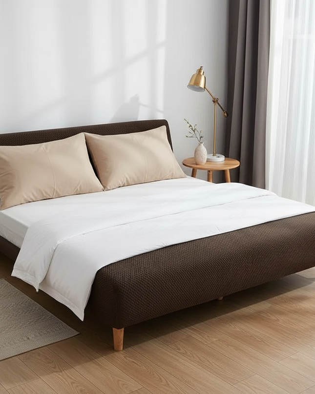 Housse de clic clac marron jacquard extensible – Protection canapé convertible – Photo Variation 3