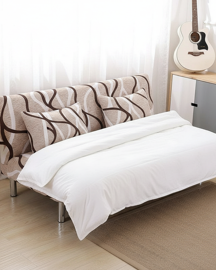 Housse de clic clac géométrique beige – Protection canapé convertible – Photo Variation 3