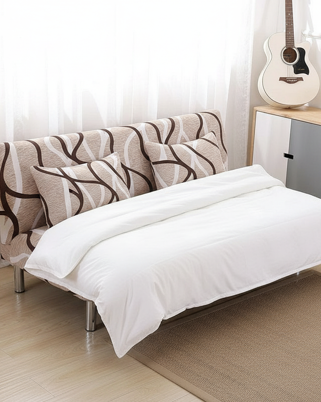 Housse de clic clac géométrique beige – Protection canapé convertible – Photo Variation 3