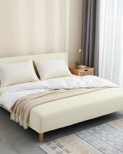 Housse de clic clac jacquard extensible crème – Protection canapé convertible – Photo Variation 3