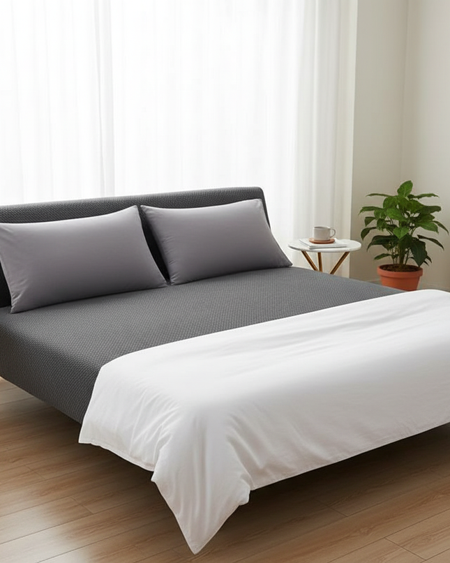 Housse de clic clac Jacquard Gris – Protection canapé convertible – Photo Variation 3