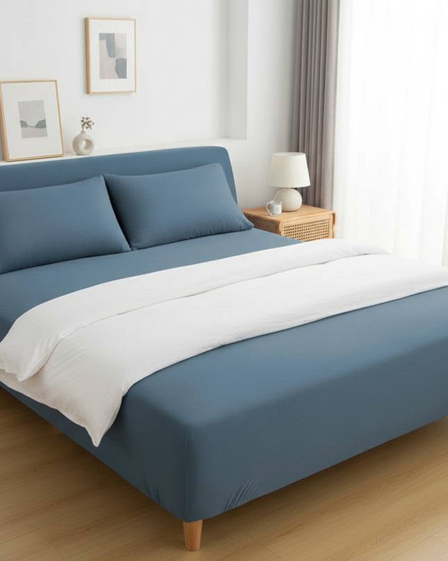 Housse de clic clac gris bleu extensible – Protection canapé convertible – Photo Variation 3