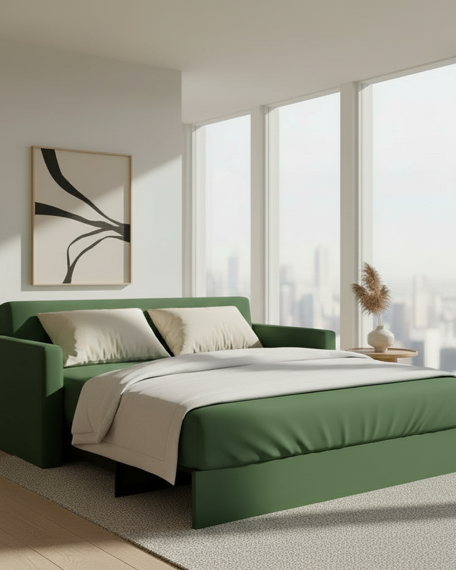 Housse de clic clac vert foncé extensible. – Protection canapé convertible – Photo Variation 3