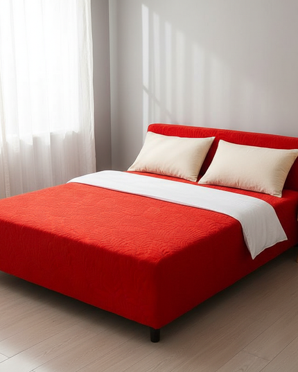 Housse de clic clac rouge motif floral – Protection canapé convertible – Photo Variation 3