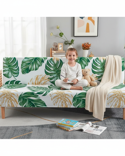 Housse de clic clac tropicale verte or – Protection canapé convertible – Photo Variation 2