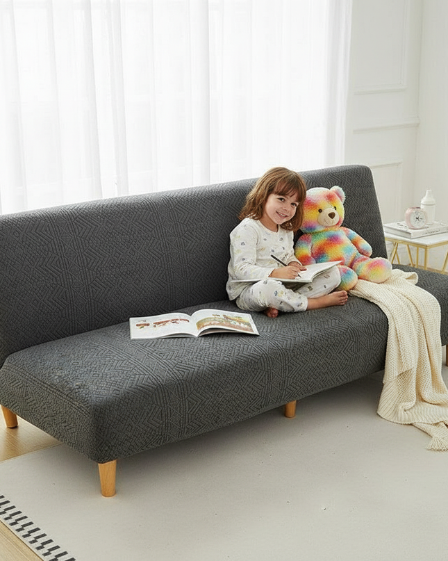Housse de clic clac gris anthracite jacquard – Protection canapé convertible – Photo Variation 2