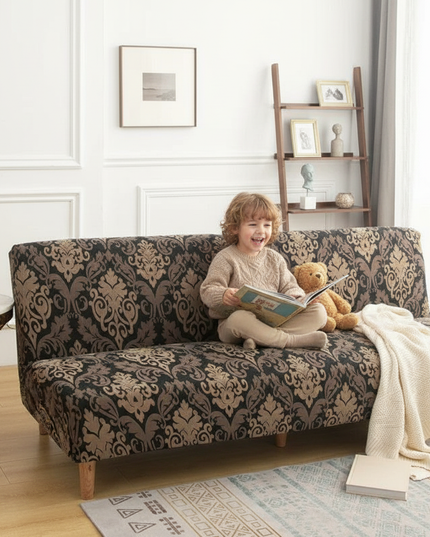 Housse de clic clac damassé noir doré – Protection canapé convertible – Photo Variation 2