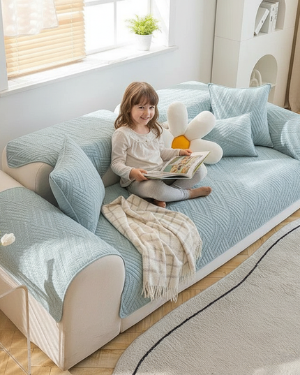 Housse de clic clac matelassée bleu – Protection canapé convertible – Photo Variation 2